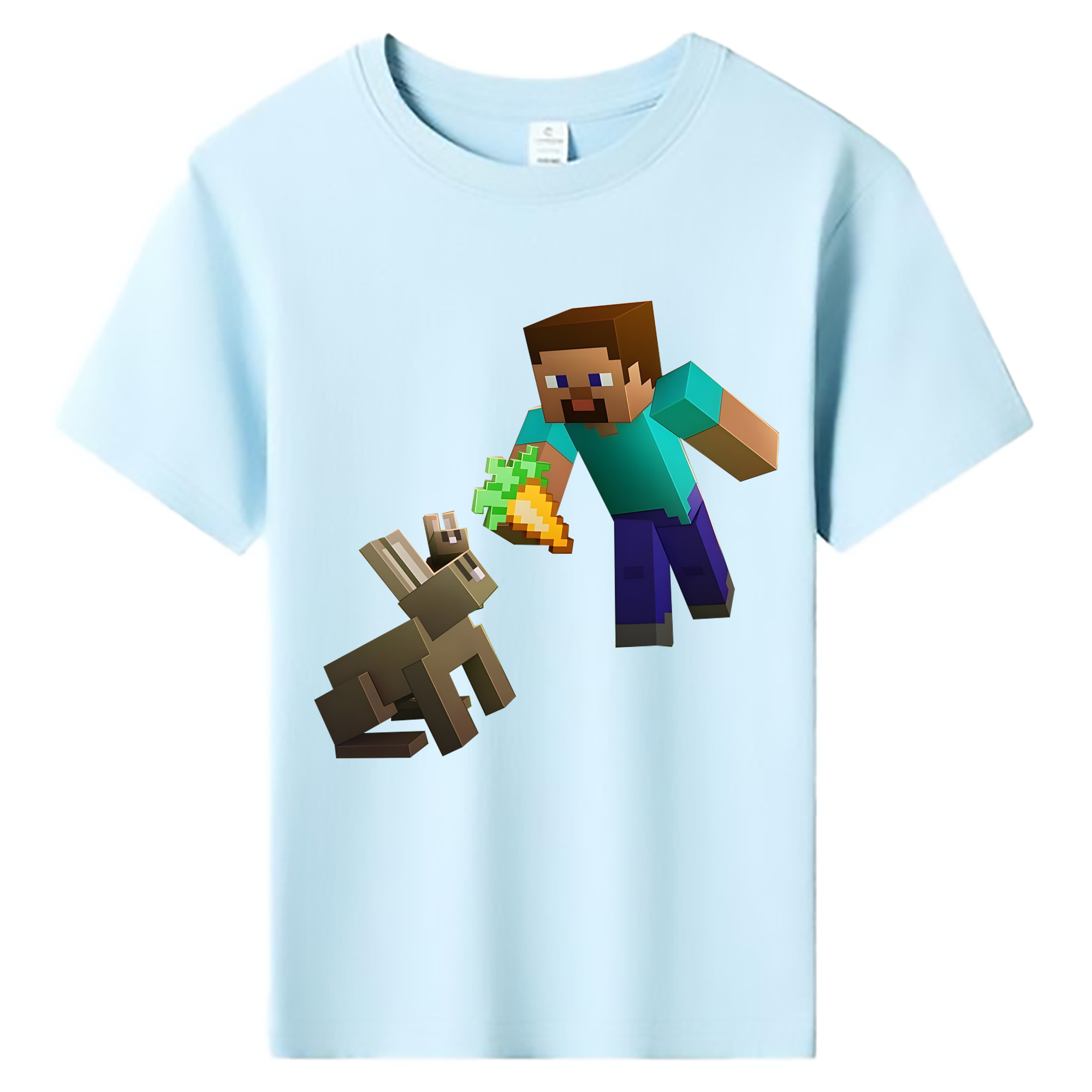 （画像用） マインクラフト ブロックの世界 Minecraft MC Block world 綿100％キッズTシャツ（フロントプリント）